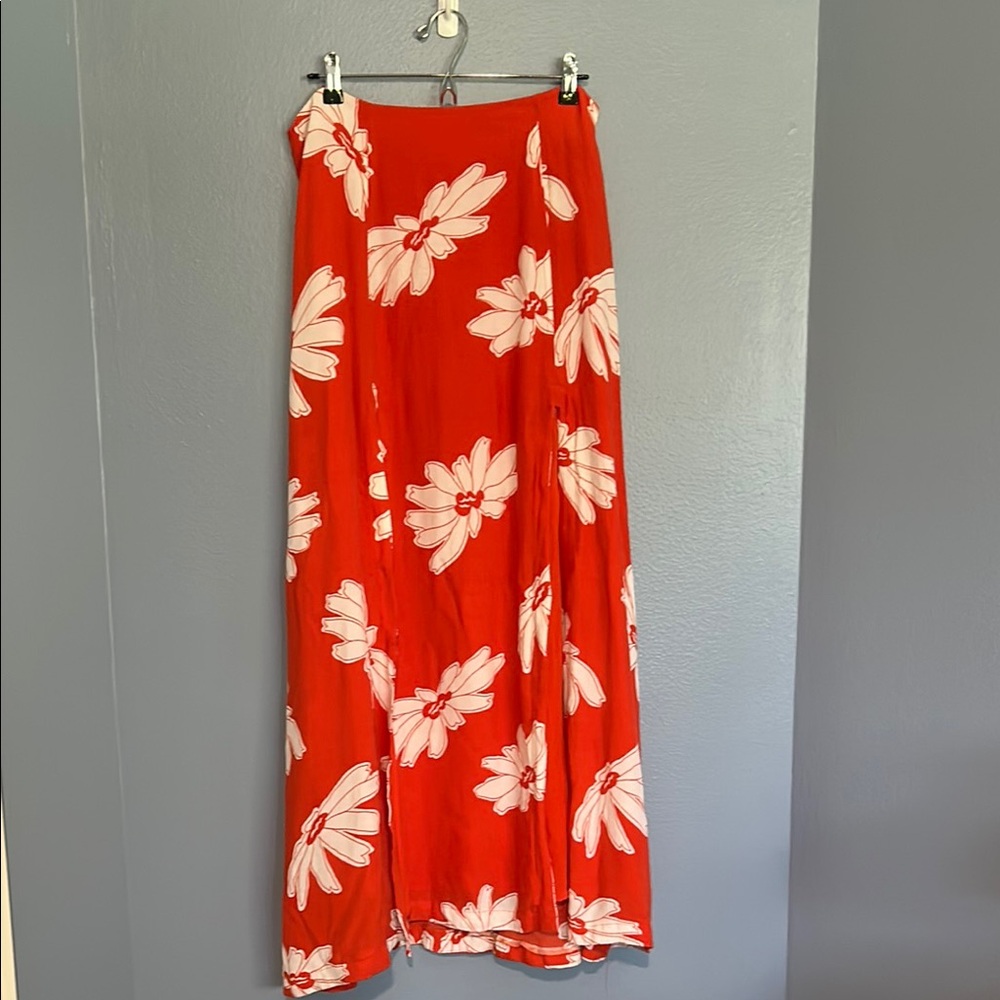 Maeve A-Line Maxi Skirt in Orange and White for Resort Wear
